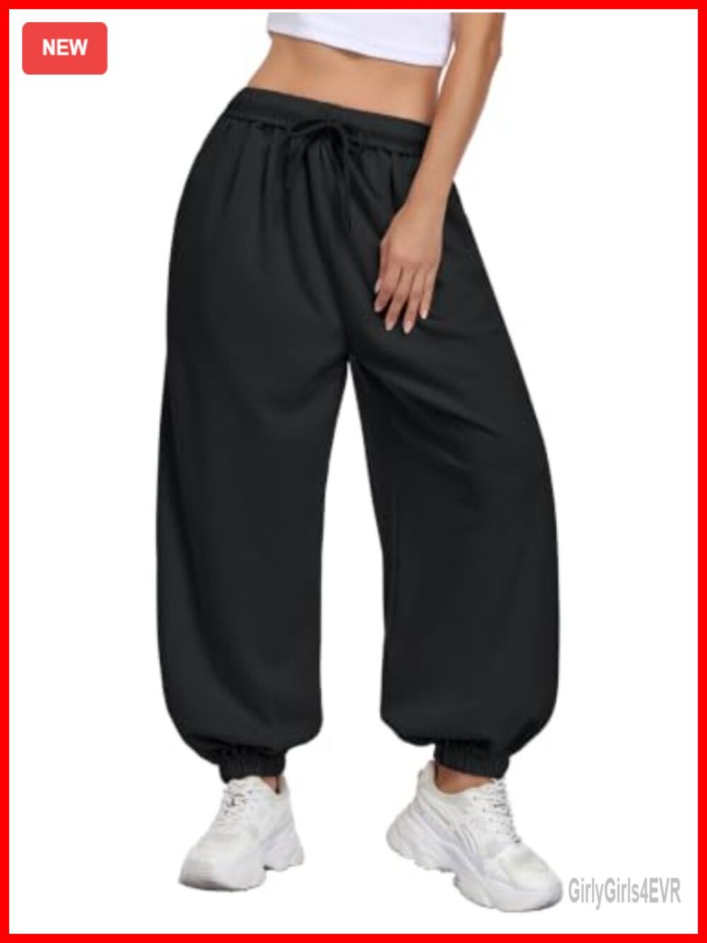 Womens Sweatpants Balloon Harem Barrel Baggy Jogger Pants Pockets